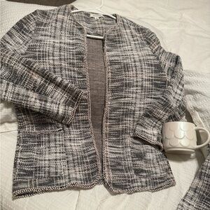 Chic Black and White Plaid Blazer